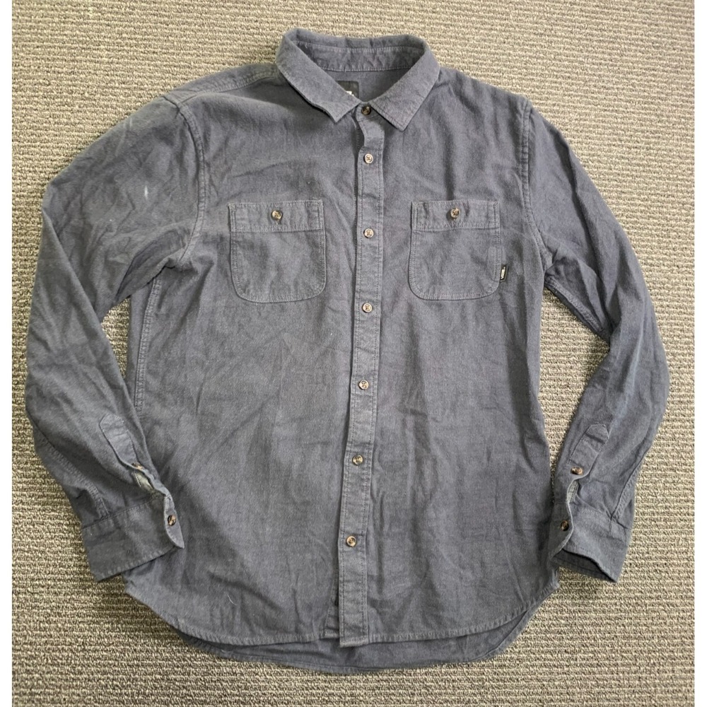 Vans Mens Gray Long Sleeve Skater Collared Button Up Shirt Off The Wall Size M